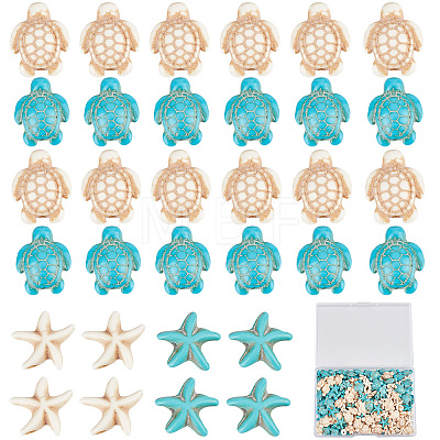 180Pcs 4 Styles Synthetic Howlite & Turquoise & Magnesite Beads G-SC0002-43-1