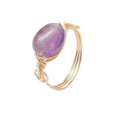 Oval Natural Amethyst & Amazonite & Rose Quartz & Citrine Finger Rings GG-CJ22AE-G-1