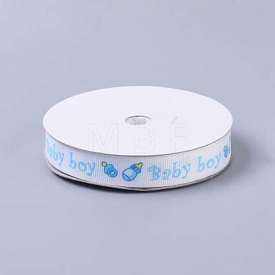 Baby Shower Ornaments Decorations Word Baby Boy Printed Polyester Grosgrain Ribbons OCOR-S023-03-1
