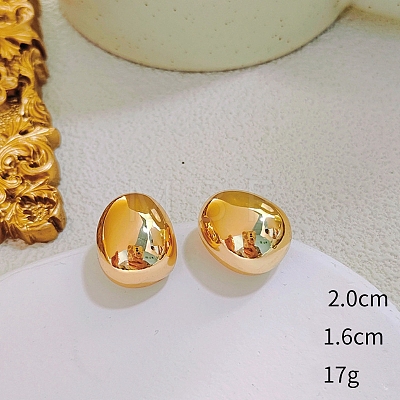 Oval Alloy Stud Earrings WG64463-19-1