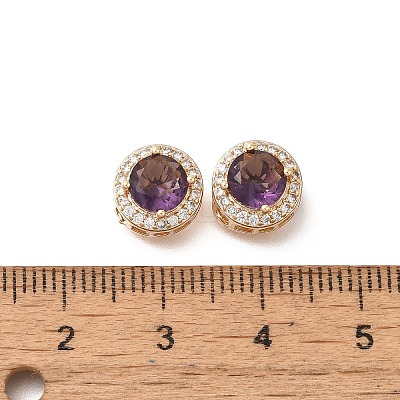 Rack Plating Brass Micro Pave Cubic Zirconia Beads KK-S399-09G-D-1