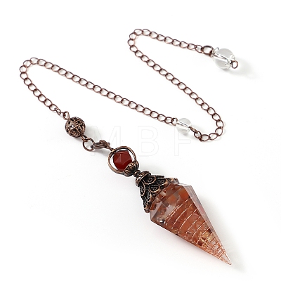 Natural Carnelian & Resin Hexagonal Pointed Dowsing Pendulums PW-WG7D05E-21-1