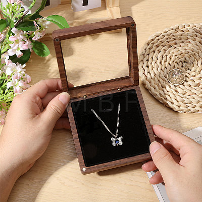 Wood Necklace Storage Boxes with Visible Window and Magnetic Lid CON-WH0107-106-1
