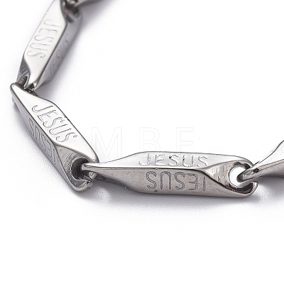 Unisex 304 Stainless Steel Bar Link Chain Bracelets BJEW-L637-38B-P-1