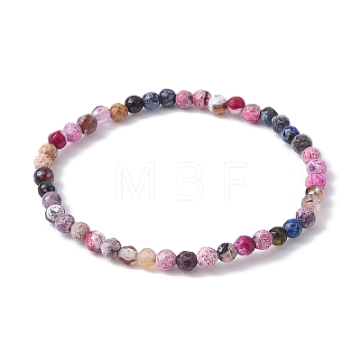 Dyed Natural Fire Crackle Agate Bead Bracelets for Women BJEW-JB09993-1