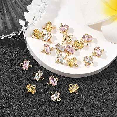 SHEGRACE Brass Pave Cubic Zirconia Rectangle Connector Charms XGRQ2O369-438G-1