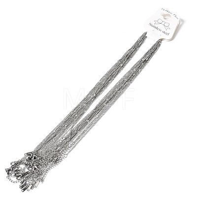 12Pcs 1.8MM 304 Stainless Steel Textured Twisted Chain Necklaces for Men Women NJEW-H093-20P-03-1