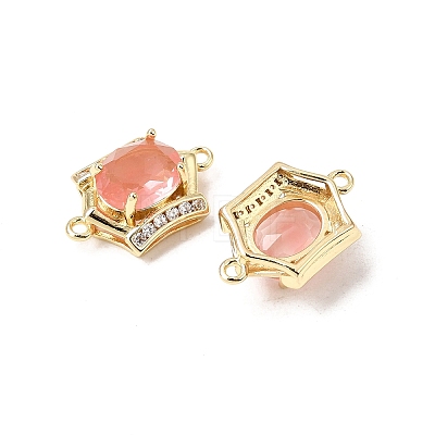 Brass Micro Pave Cubic Zirconia and Glass Links Connector Charms GL-CBA86BA-01G-E-1