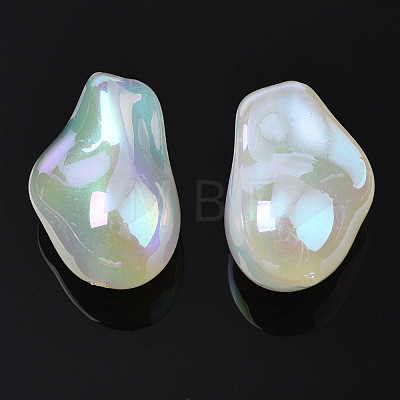 Rainbow Iridescent Plating Acrylic Beads PACR-S221-007-1