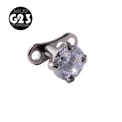 G23 Titanium Cubic Zirconia Dermal Anchor Base/Top for Women Men WG953A3-07-1