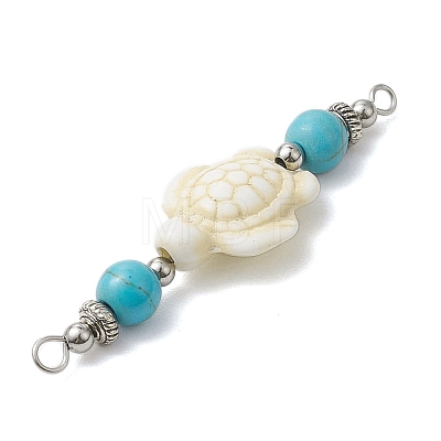 Dyed Synthetic Turquoise Connector Charms PALLOY-JF02767-1