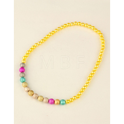 Fashion Imitation Acrylic Pearl Stretchy Necklaces for Kids NJEW-JN00425-05-1