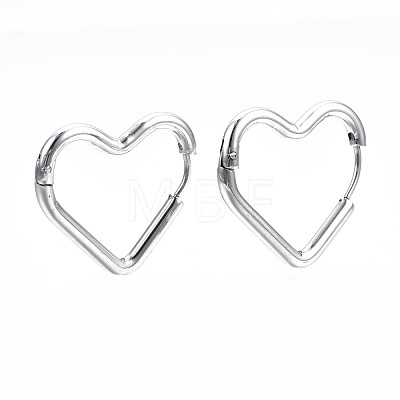 201 Stainless Steel Heart Hoop Earrings STAS-S103-28P-1
