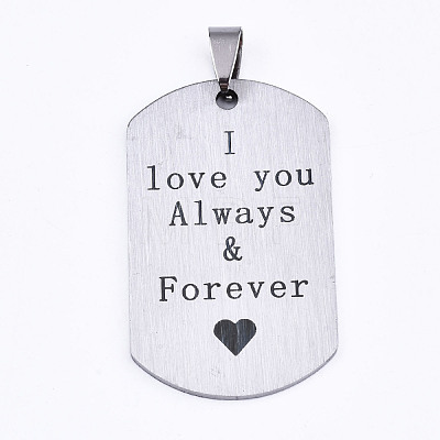 Non-Tarnish 201 Stainless Steel Quote Pendants STAS-T044-225P-1