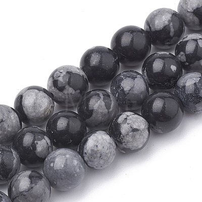 Synthetic Snowflake Obsidian Beads Strands X-G-R342-8mm-21-1