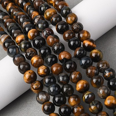 Natural Tiger Eye Beads Strands G-F591-18-8mm-08-1