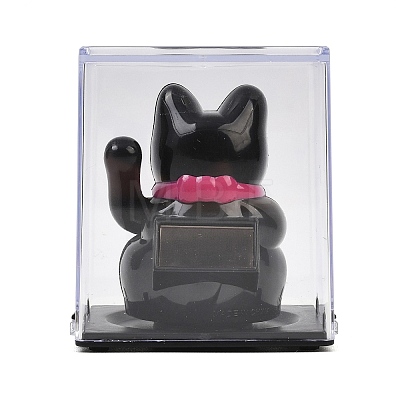 ABS Plastic Solar Powered Maneki-neko Figurines DJEW-B017-01B-04-1
