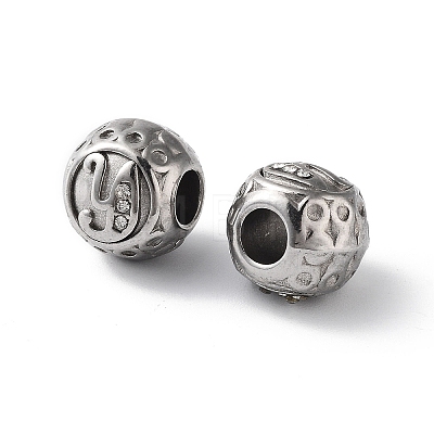 304 Stainless Steel Rhinestone European Beads STAS-A092-10Y-P-1