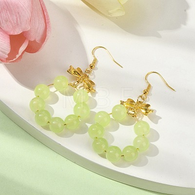 Imitation Jade Glass Beaded Ring Dangle Earrings EJEW-JE05567-04-1