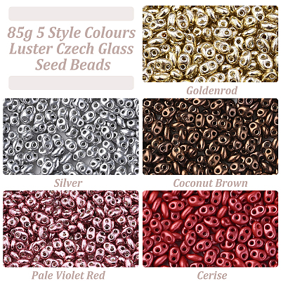  85G 5 Style Colours Luster Czech Glass Seed Beads SEED-NB0001-97-1