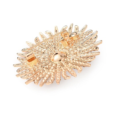 Sunflower Alloy Crystal Rhinestone Brooches JEWB-P054-04G-1