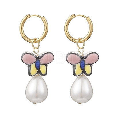 304 Stainless Steel Butterfly Hoop Earrings EJEW-JE06746-1