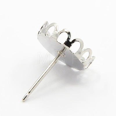 Brass Stud Earring Settings KK-I591-12P-NR-1