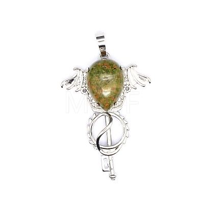 Natural Unakite Teardrop Pendants PW-WG60016-15-1