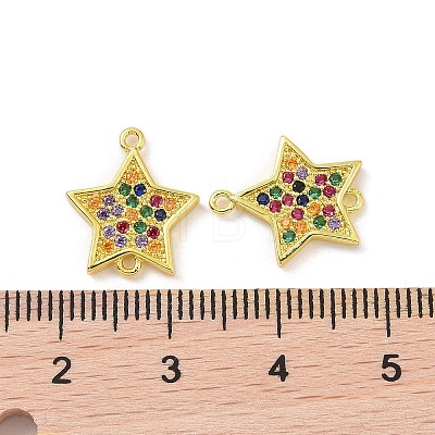 Real 18K Gold Plated Brass Micro Pave Cubic Zirconia Connector Charms KK-L209-055G-01-1