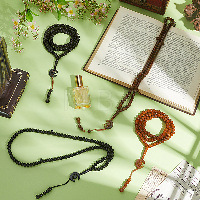 4Pcs 4 Colors Acrylic Rondelle Rosary Bead Necklaces NJEW-PH0001-57-1