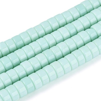 Opaque Solid Color Glass Beads Strands GLAA-N026-3x6mm-14-1