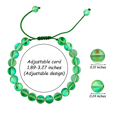 3Pcs Round Synthetic Moonstone Braided Bead Bracelets BJEW-SW00061-04-1