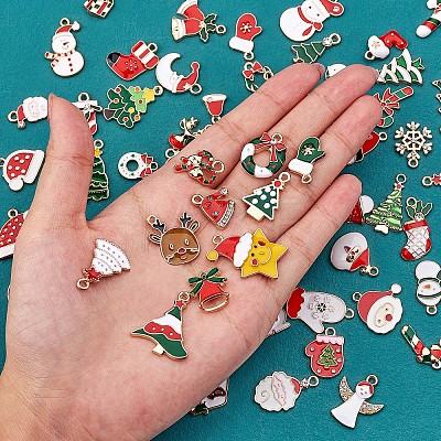 96Pcs Christmas Alloy Enamel Pendants JX267A-1
