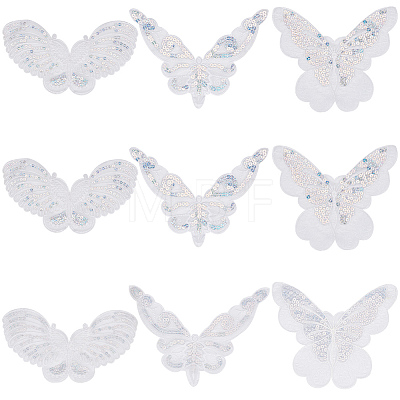 Gorgecraft 18Pcs 3 Style Butterfly Gauze Embroidery Ornaments Accessories PATC-GF0001-09-1