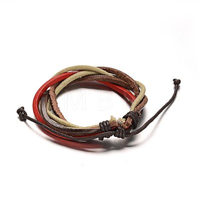 Adjustable Leather Cord Multi-Strand Bracelets BJEW-M169-09-1