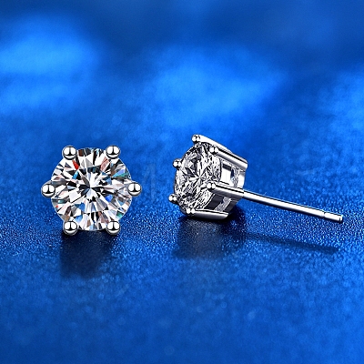 Anti-Tarnish 925 Sterling Silver with Moissanite Rhinestone Earrings AJEW-U007-09P-1