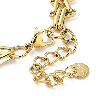 304 Stainless Steel Triangle Link Chain Bracelets for Women BJEW-G712-10G-1