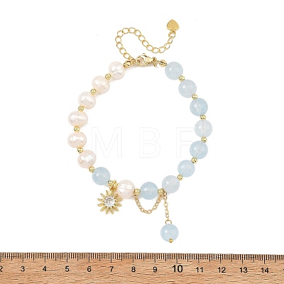 Dyed Natural Quartz Round and Potato Pearl Beaded Bracelets BJEW-JB14466-1