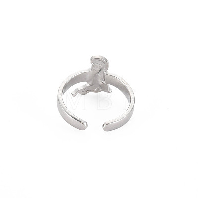 Non-Tarnish 304 Stainless Steel 12 Constellations/Zodiac Signs Open Cuff Ring for Women RJEW-S405-156P-H-1