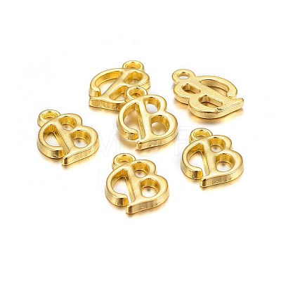 Golden Plated Alloy Letter Pendants X-PALLOY-J718-01G-B-1