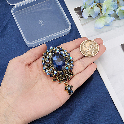 1Pc Teardrop Retro Alloy Rhinestone Brooches for Women JEWB-SP0001-17B-1