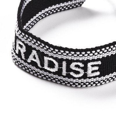 Word Paradise Polycotton(Polyester Cotton) Braided Bracelet with Tassel Charm BJEW-F429-09-1