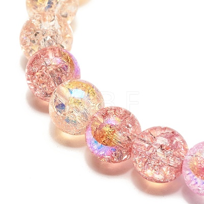 8mm Sparkling Crackle Glass Round Beads Stretch Bracelet BJEW-JB07189-03-1