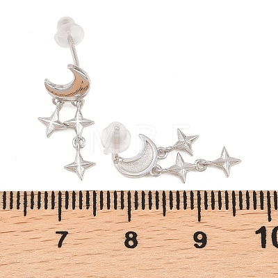 925 Sterling Silver Dangle Stud Earrings EJEW-C175-01-1