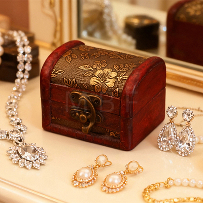 Retro Wooden Jewelry Storage Treasure Chest with Latch Clasps for Trinkets CON-CL0001-12-1