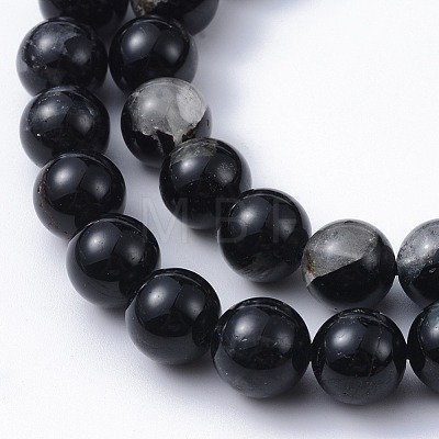 Natural Black Tourmaline Beads Strands G-F666-05A-8mm-1