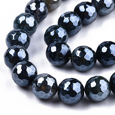 Electroplate Natural Agate Beads Strands G-T131-55-27-1