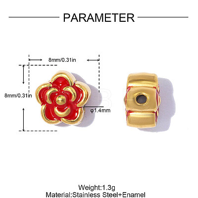 304 Stainless Steel with Enamel Beads SA-OY001-05G-02-1