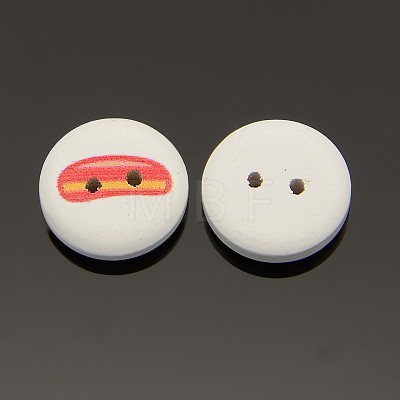 2-Hole Flat Round Mathematical Operators Printed Wooden Sewing Buttons BUTT-M002-13mm-04-1