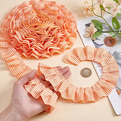 Pleated Polyester Lace Ribbons SRIB-WH0011-473B-1